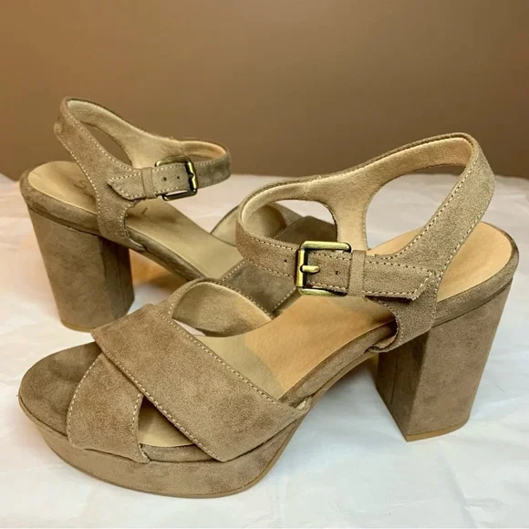 SOUL Naturalizer Taupe Block Heel Platform Sandal | 9M - Picture 3 of 13